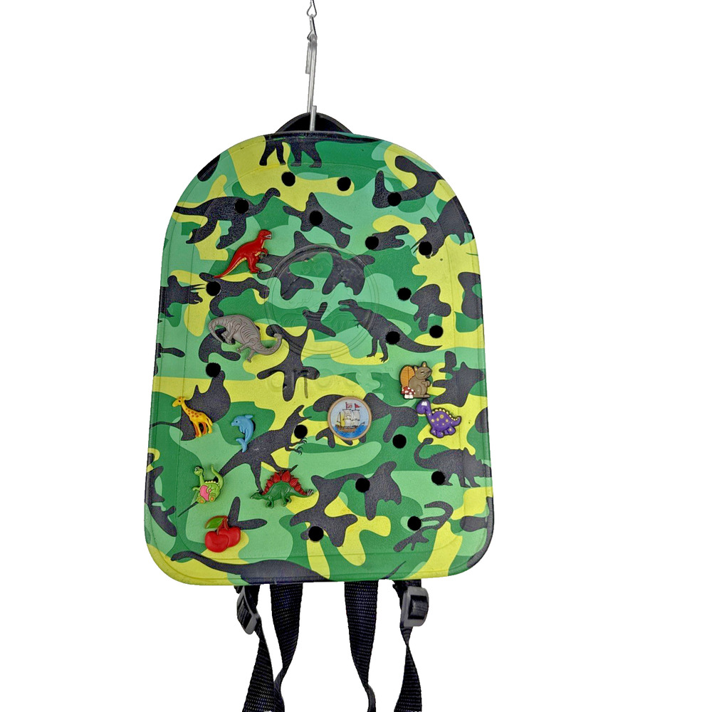 Crocs Kids Green‎ Dinosaur Camo Mini Backpack Dino Jibits Charms Lightweight